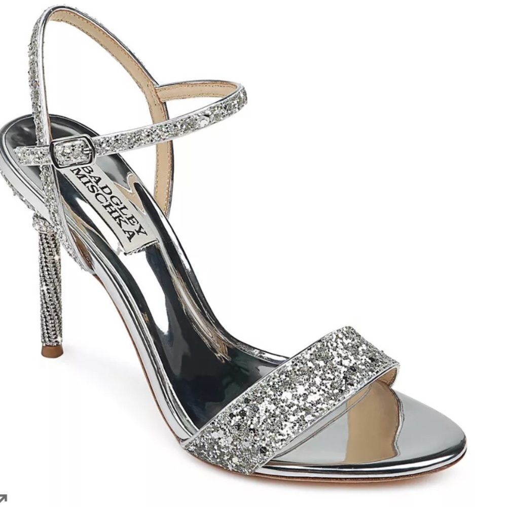 Badgley Mischka shoes Olympia Glitter Crystal High Heel Sandals diamond sparkle
